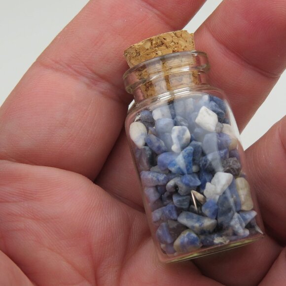 Lapis lazuli  Glass Bottles, Chakra Healing Crystals - Picture 1 of 3